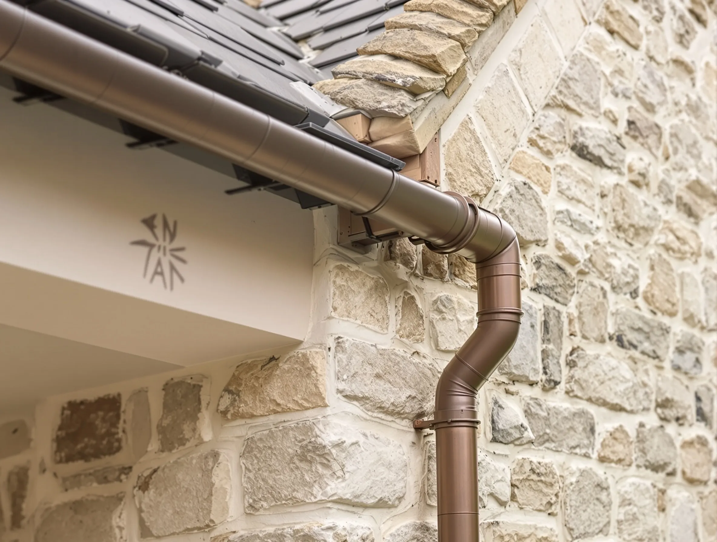 Architectural detail of limestone and slate junction at Highfield